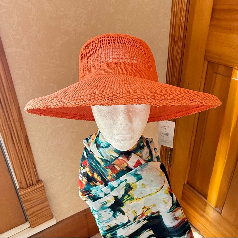 A New Day adjustable Tangerine Orange Sun Hat.  Small/Medium New with Tags!